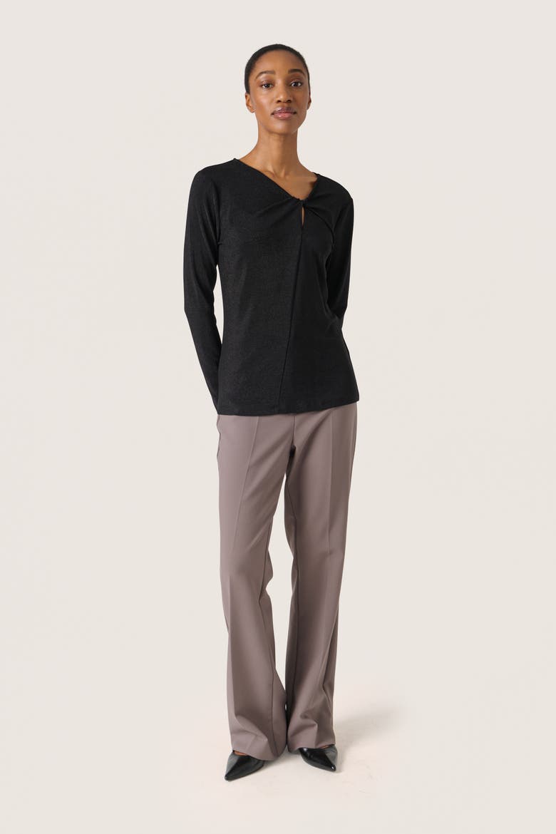 Skylara Knotted Long Sleeve Glitter Top, Alternate, color, Black