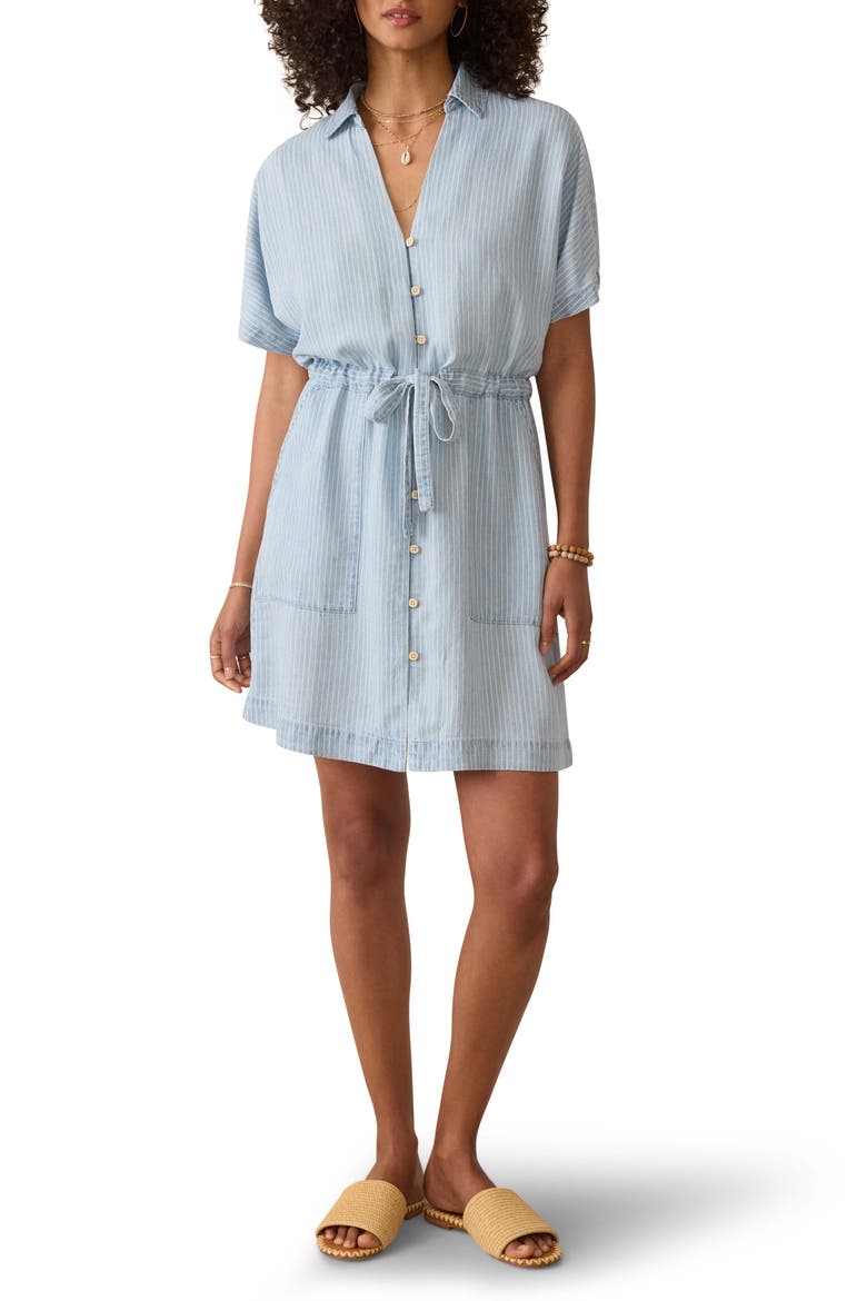 Oakley Tried & True Chambray Shirtdress, Main, color, BLUE WATER STRIPE WASH