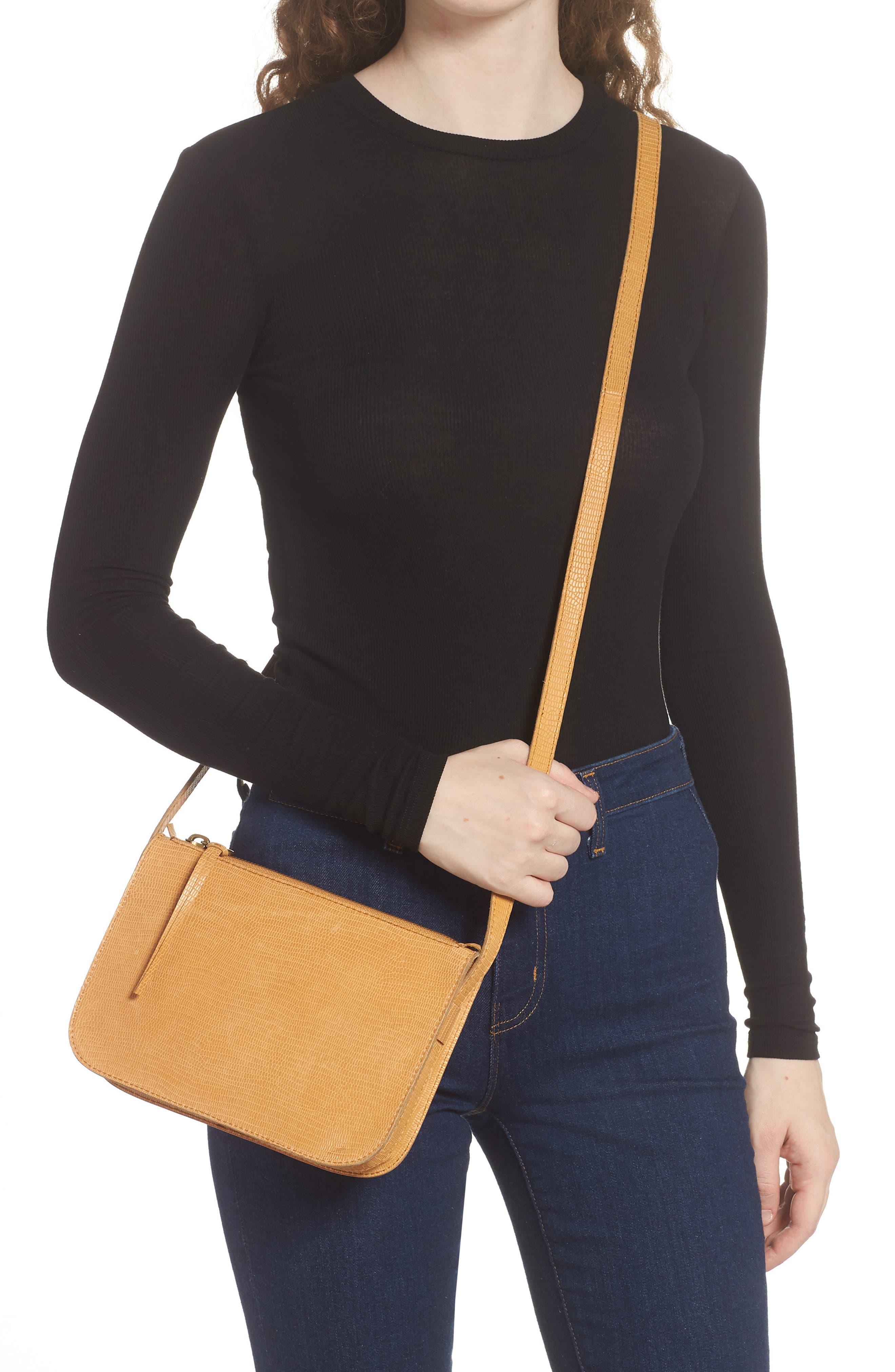 Madewell The Simple Lizard Embossed Leather Crossbody Bag, Alternate, color, 