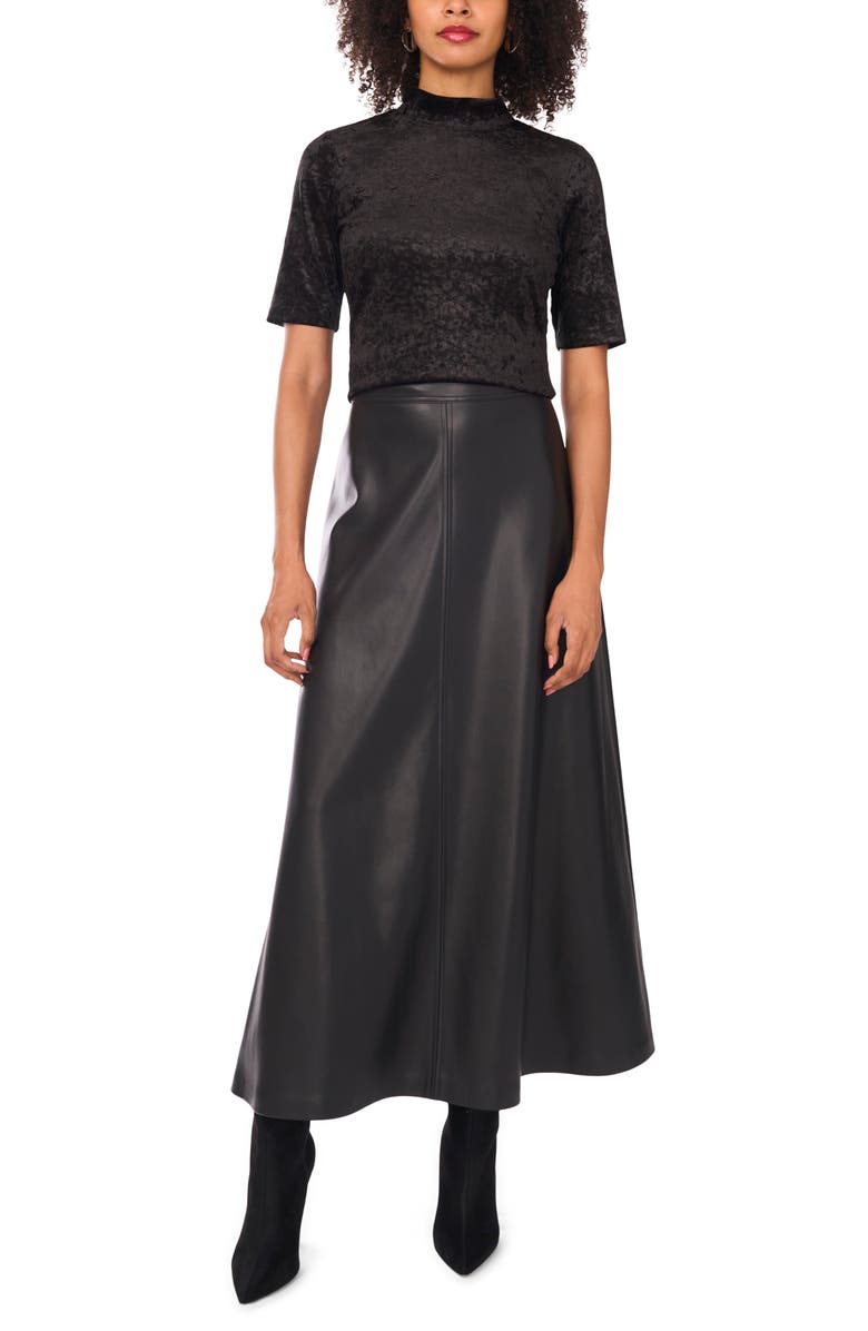 Vince Camuto Animal Print Jacquard Chenille Mesh Mock Neck Top, Alternate, color, Rich Black