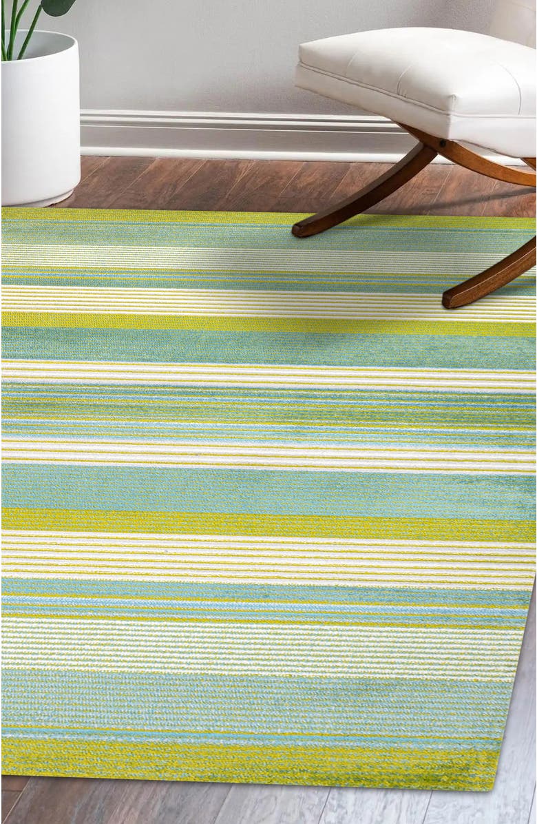 JONATHAN Y Duxbury Gradient Ticking Striped Area Rug, Alternate, color, Green/Blue