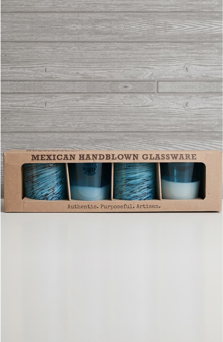 Verve Culture Handblown Glasses - Set of 4, Alternate, color, Aqua