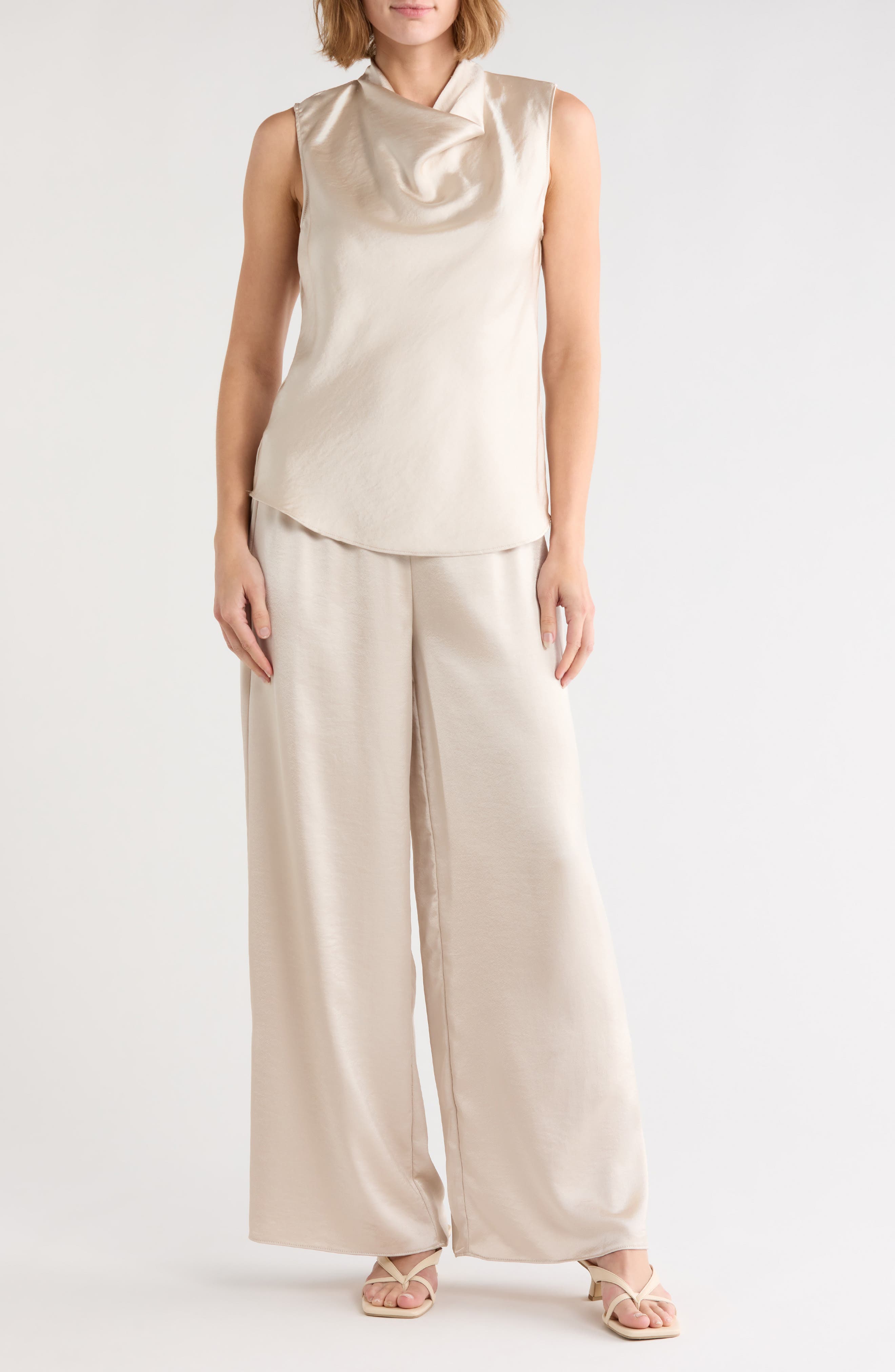 Satin Cowl Neck Top & Pants Set