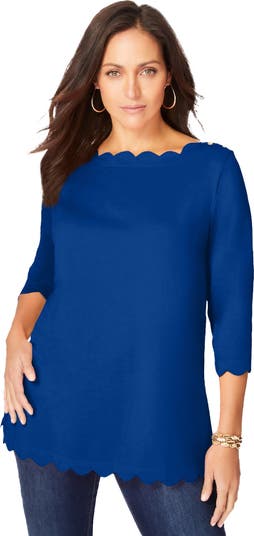 Jessica London Scallop Boatneck Tunic | Nordstrom