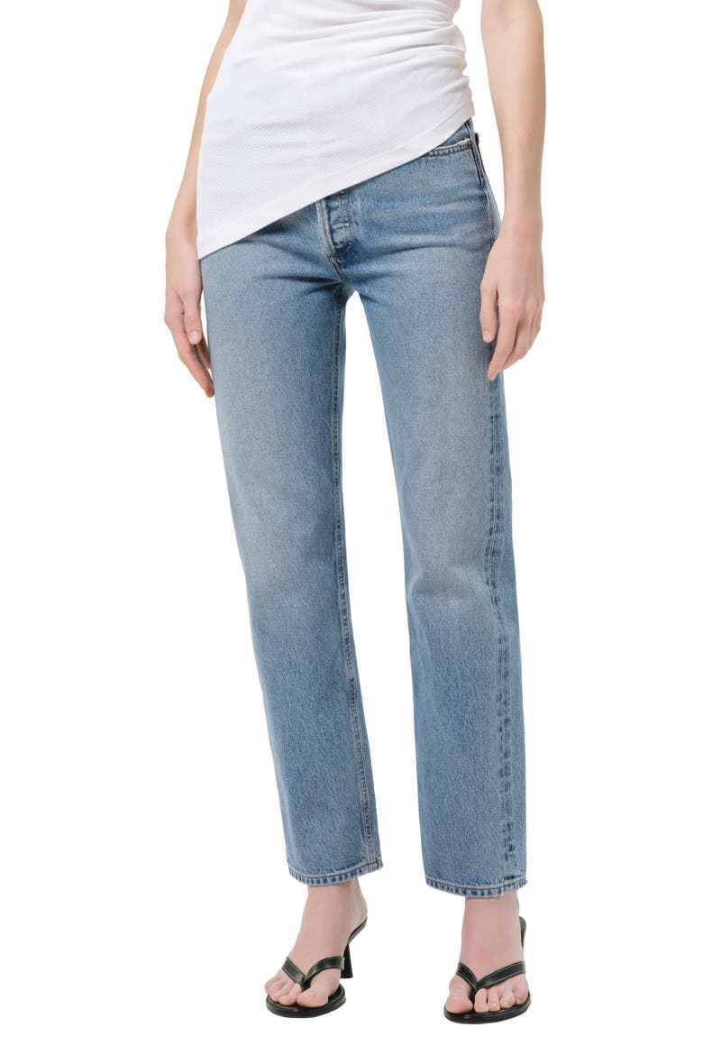 '90s Pinch Waist High Waist Straight Leg Jeans, Main, color, STAGE