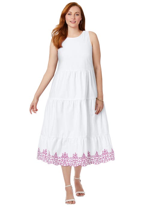 Sleeveless Eyelet Poplin Dress (Plus)