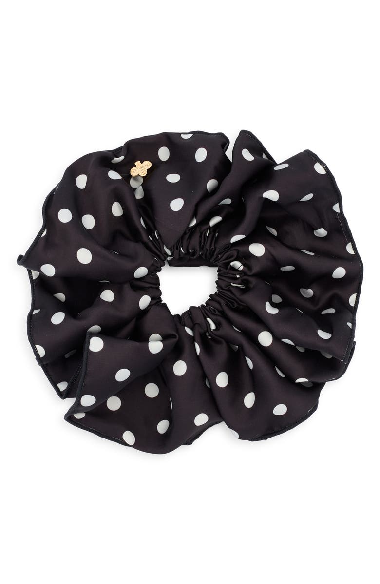 L. Erickson Dottie Polka Dot Scrunchie, Main, color, Black/ White
