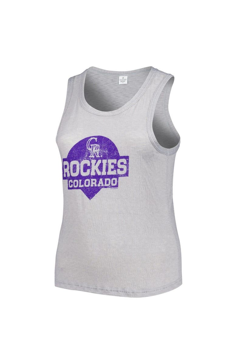 SOFT AS A GRAPE Women's Soft as a Grape Gray Colorado Rockies Plus Size High Neck Tri-Blend Tank Top, Alternate, color, Gray
