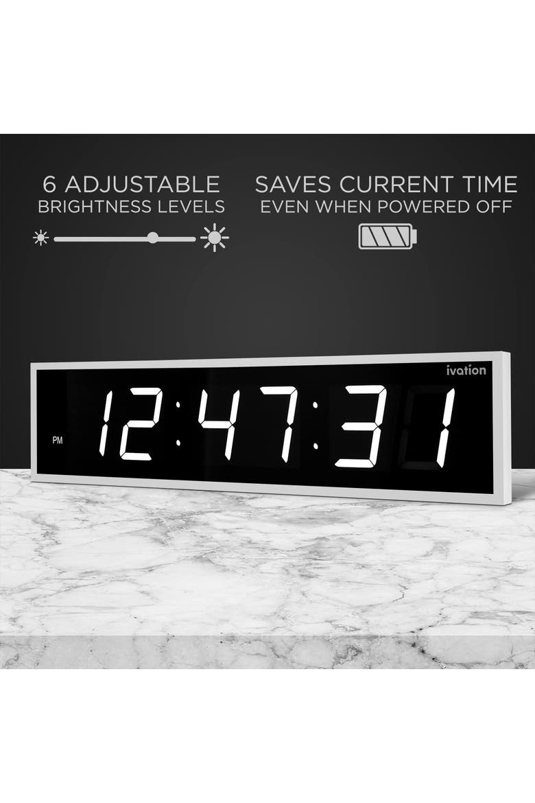 Large Digital Clock, 72 Led Wall Clock with Stopwatch, Alarms, Timer, Temp & Remote, Alternate, color, White