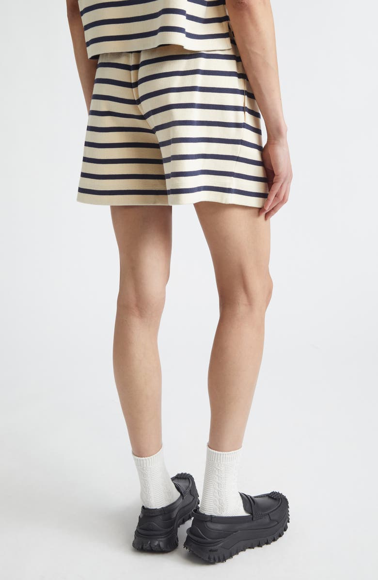 Moncler Stripe Cotton Shorts, Alternate, color, Blue/ Ivory
