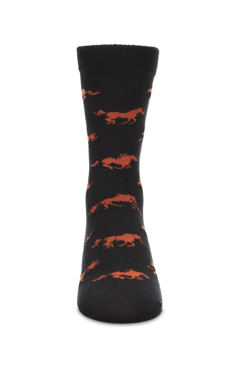 MeMoi Galloping Horse Crew Socks, Alternate, color, Black