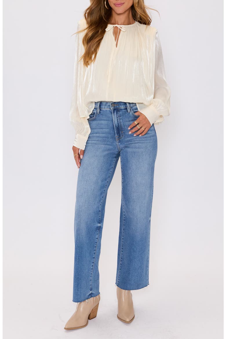 Remi Metallic Long Sleeve Woven Top, Alternate, color, CREAM
