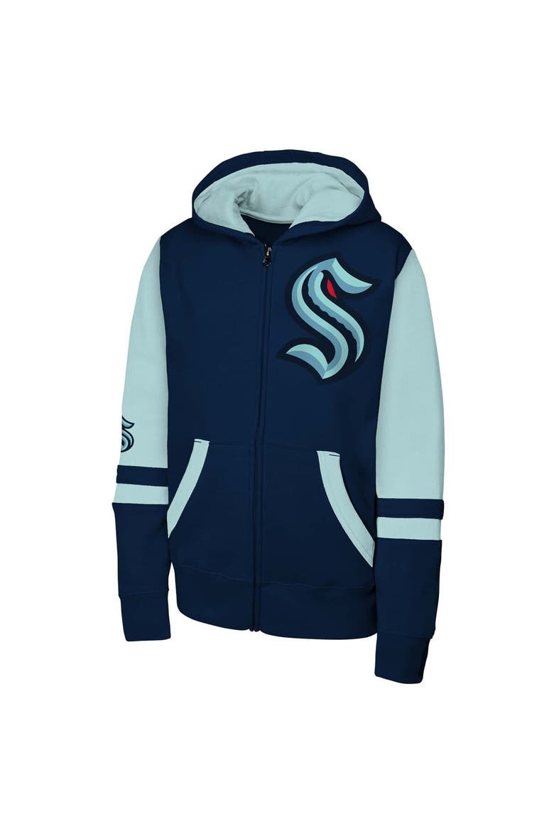 Youth Navy Seattle Kraken Face Off Full-Zip Hoodie, Alternate, color, Navy