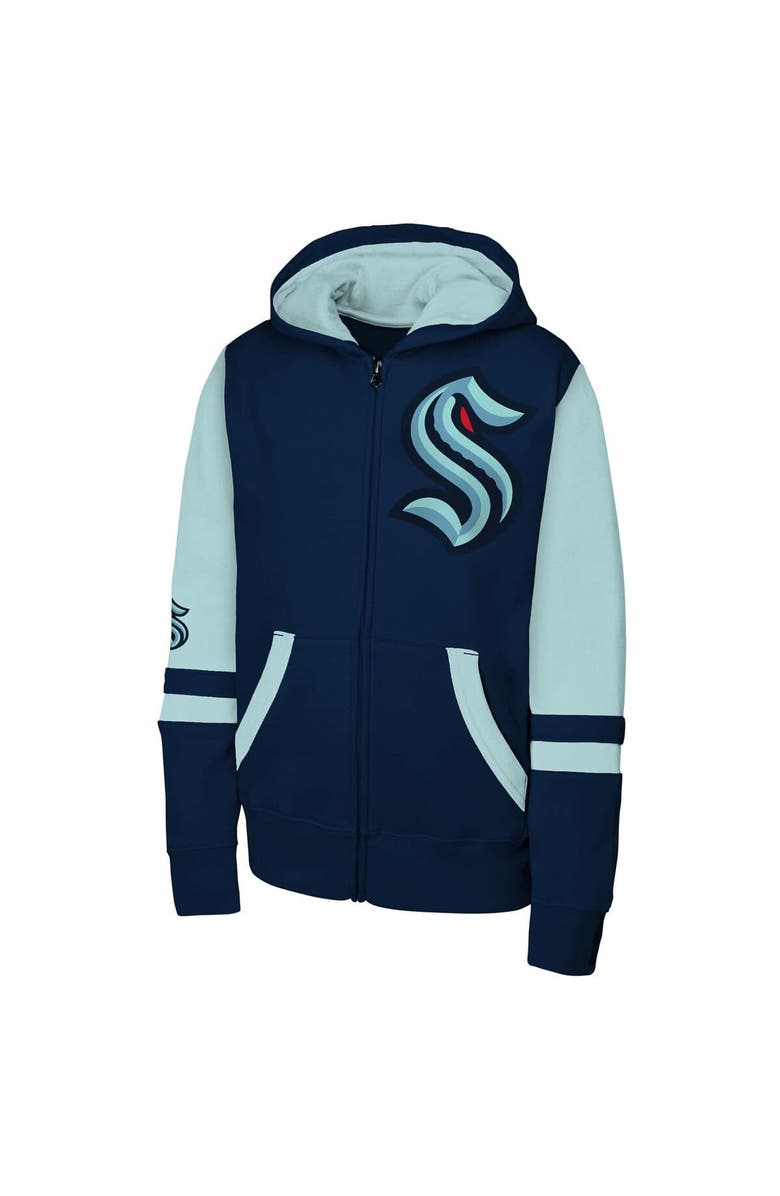 Outerstuff Youth Navy Seattle Kraken Face Off Full-Zip Hoodie, Alternate, color, Navy