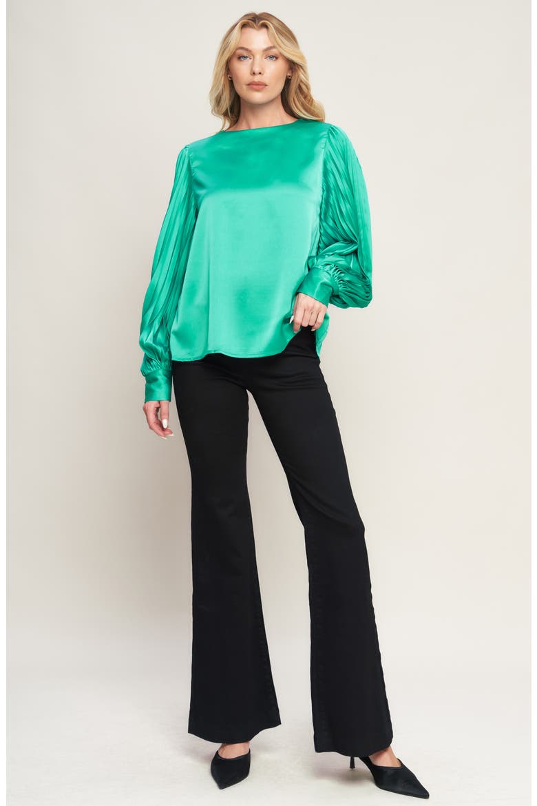 Solid Woven Long Sleeve Top, Alternate, color, TEAL GREEN
