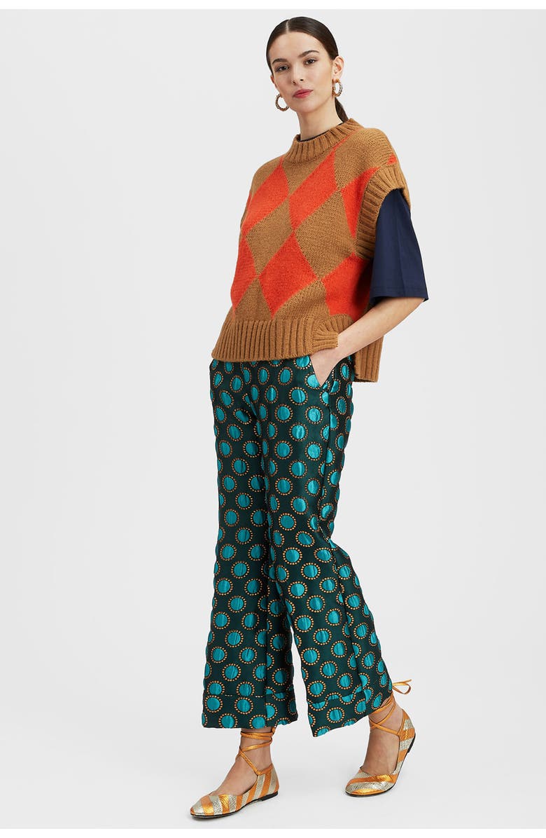 La DoubleJ Hendrix Pants Jacquard Winter Sun Emerald, Main, color, Jacquard Winter Sun Emerald