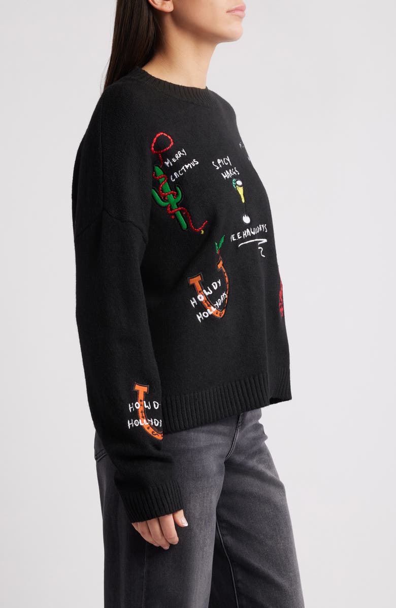 NASTY GAL Cowgirl Christmas Holiday Sweater, Alternate, color,