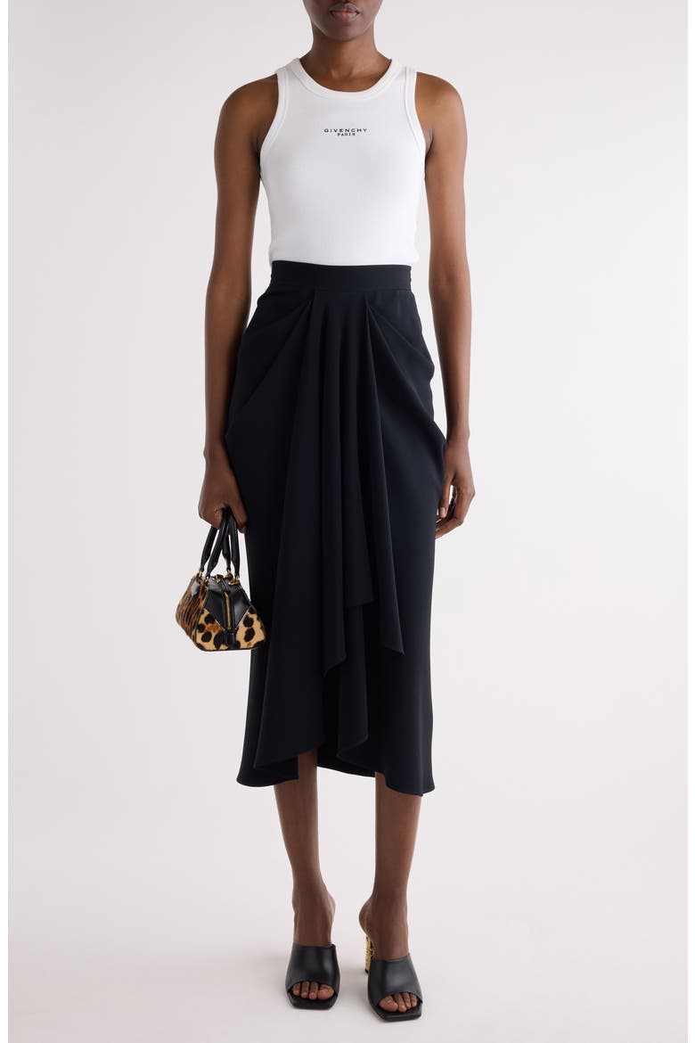 Draped Stretch Skirt, Alternate, color, BLACK