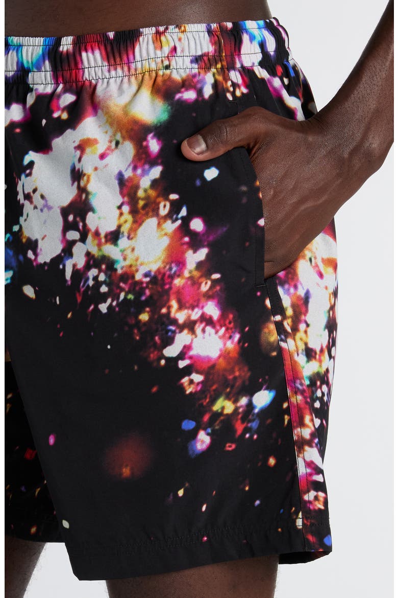 Confetti Print Swim Trunks, Alternate, color, BLACK/ MULTICOLOUR