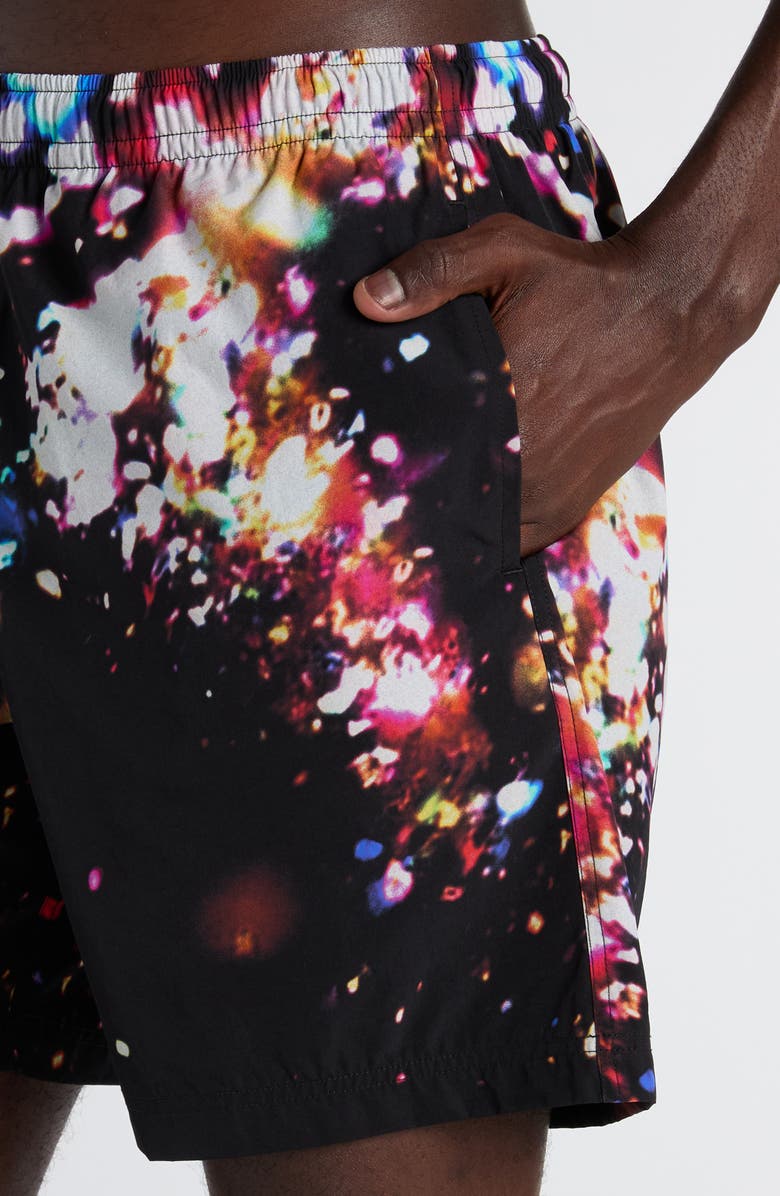 McQueen Confetti Print Swim Trunks, Alternate, color, Black/ Multicolour
