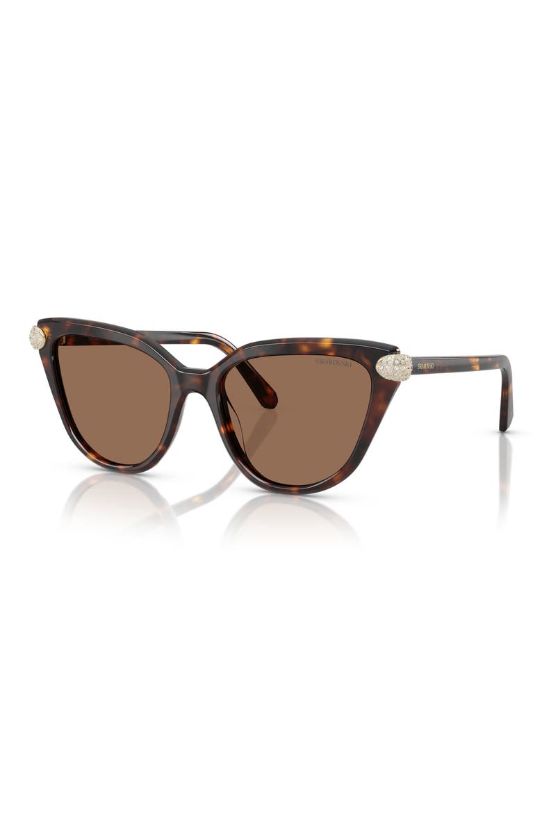 SK6039F 56mm Cat Eye Sunglasses, Alternate, color, HAVANA / DARK BROWN