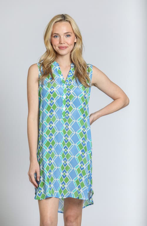 Apny Sleeveless Shift Dress In Blue/green Multi