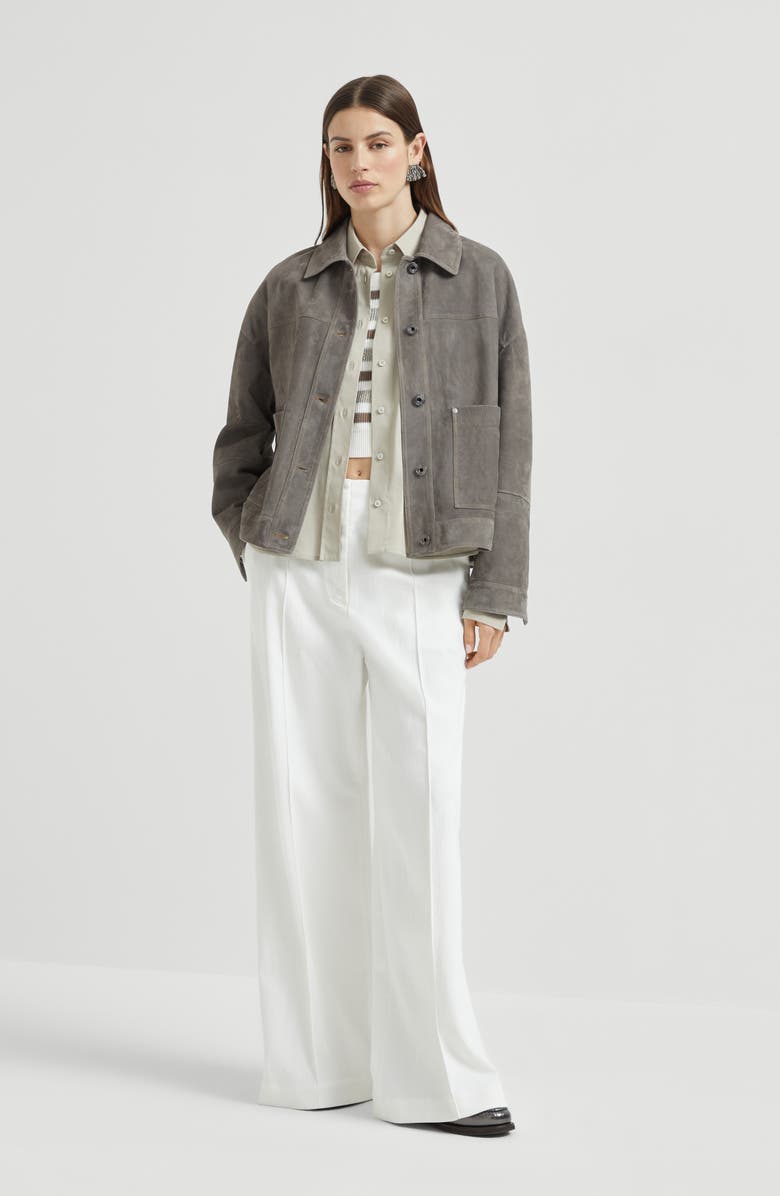 Brunello Cucinelli Stretch poplin shirt, Alternate, color, Cool Beige