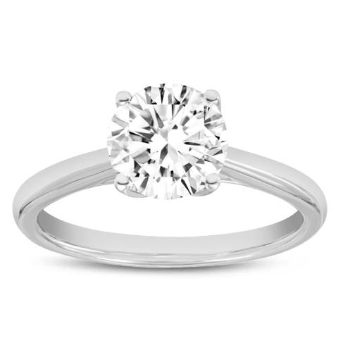 Nyra 14K White Gold Round Lab Grown Diamond Classic Engagement Ring - 1.5 ctw