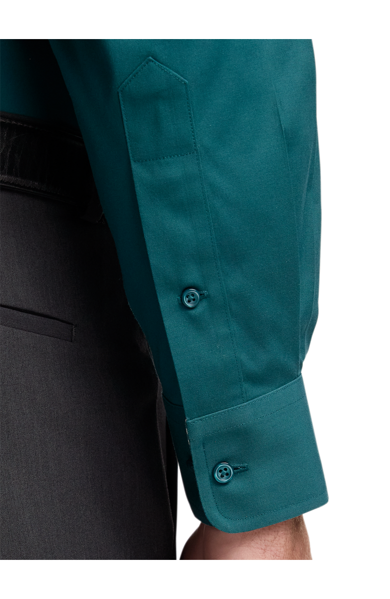 Paul Fredrick Non Iron Pinpoint Oxford Weave Dress Shirt with Trim, Alternate, color, Dark Teal