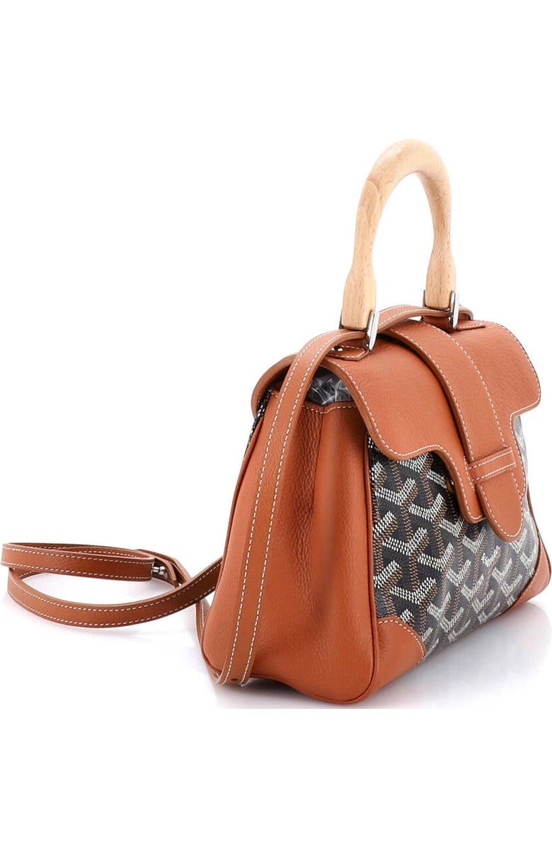 Pre-Owned Goyard Saigon Top Handle Bag Coated Canvas with Leather Mini, Alternate, color, Brown