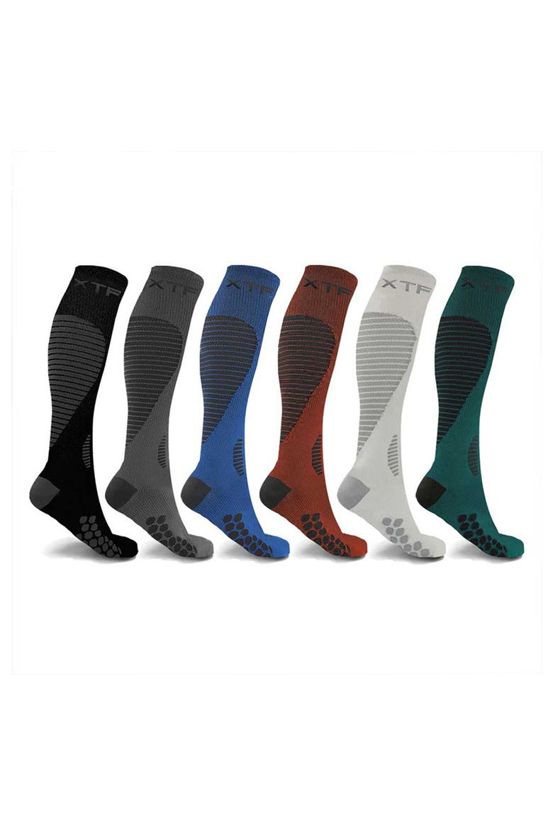 Assorted 6-Pack Targeted Compression Socks, Main, color, BLACK ASSORTED