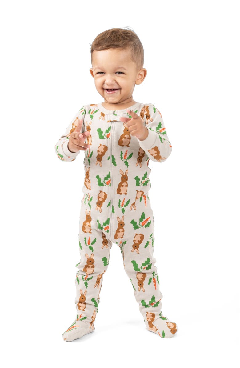 Leveret Kids Footed Cotton Easter Matching Family Pajamas, Bunny Prints, Alternate, color, Rabbit