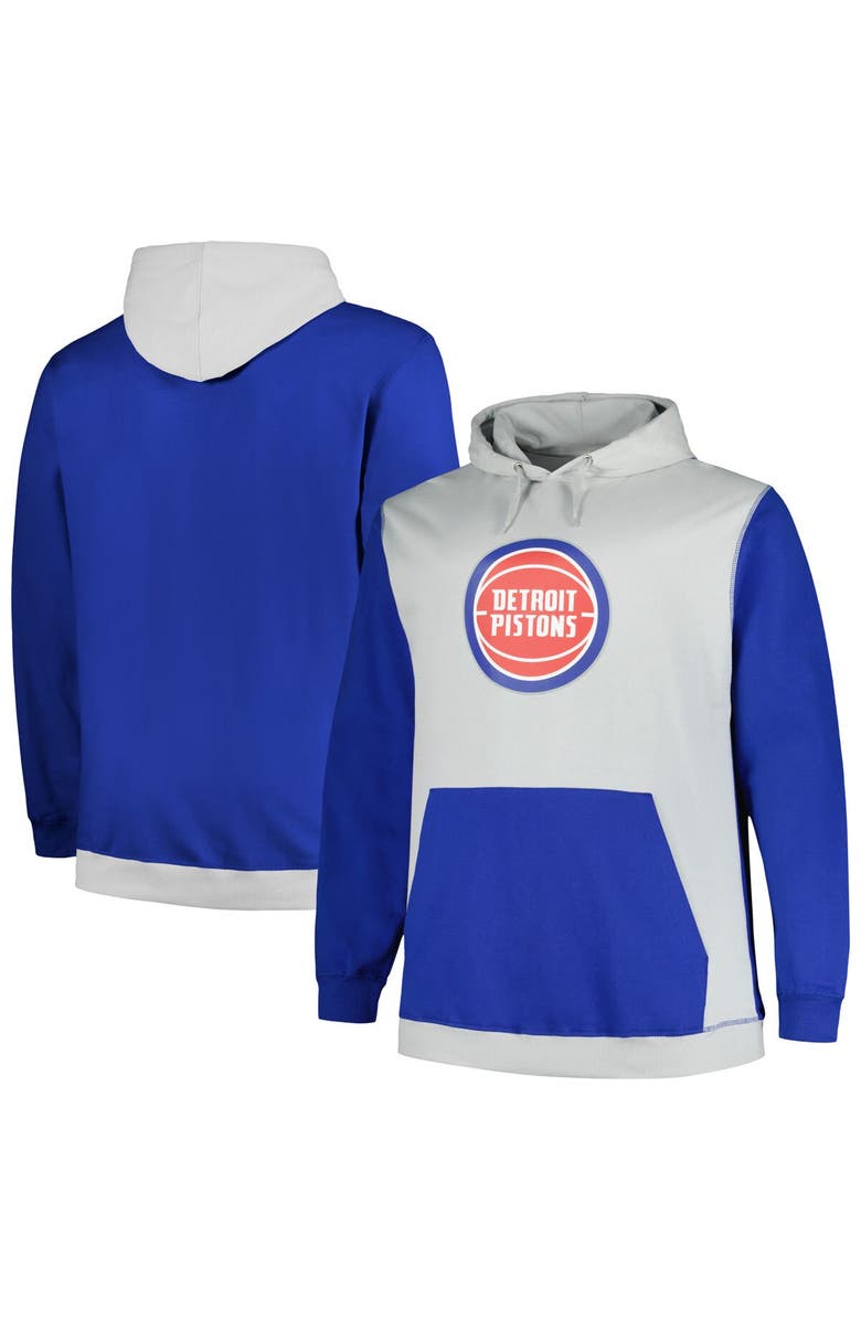 FANATICS Men's Fanatics Branded  Blue/Silver Detroit Pistons Big & Tall Primary Arctic Pullover Hoodie, Alternate, color, 