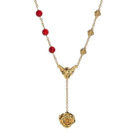 Fervor Gold Cupid Rose Coral Necklace