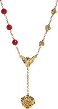 OGÉ Jewelry Fervor Gold Cupid Rose Coral Necklace