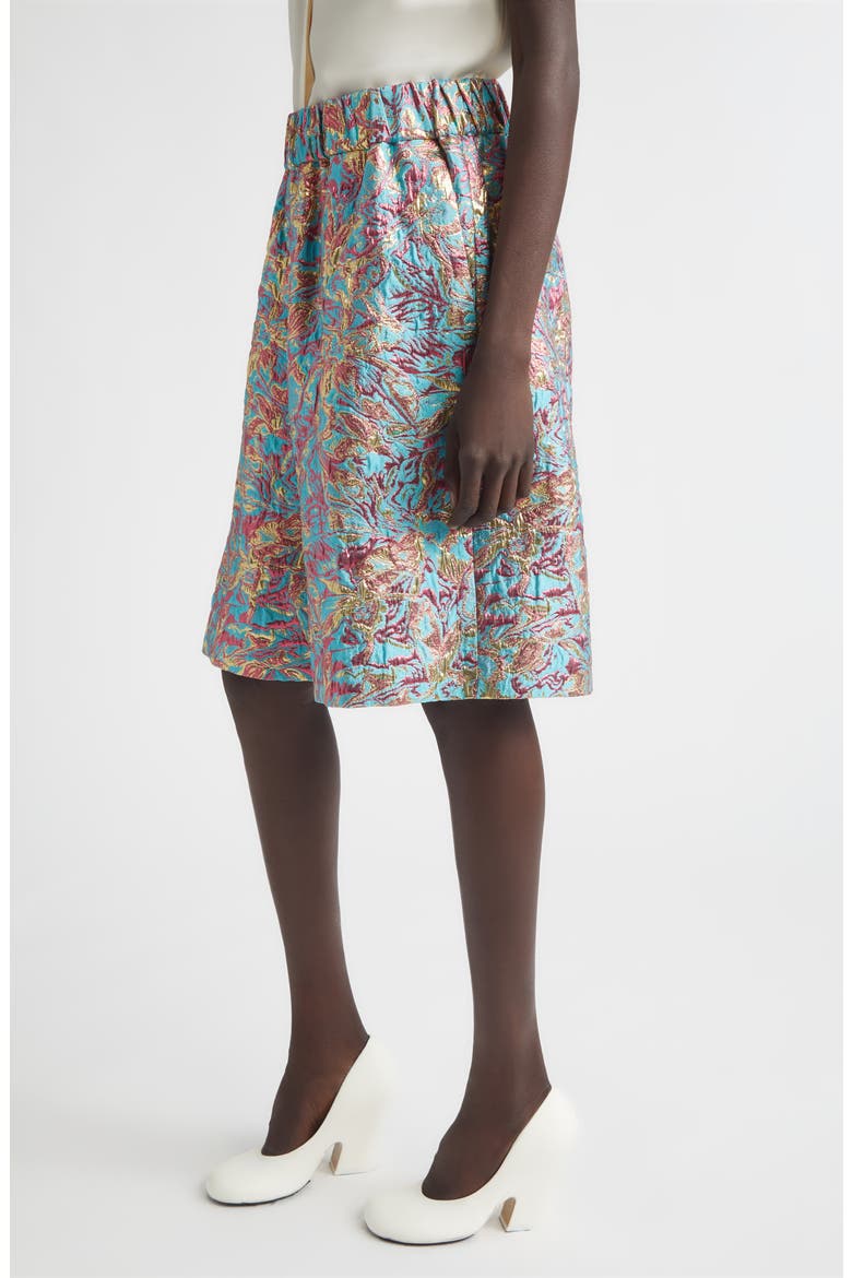 Metallic Floral Jacquard Wide Leg Shorts, Alternate, color, TURQUOISE