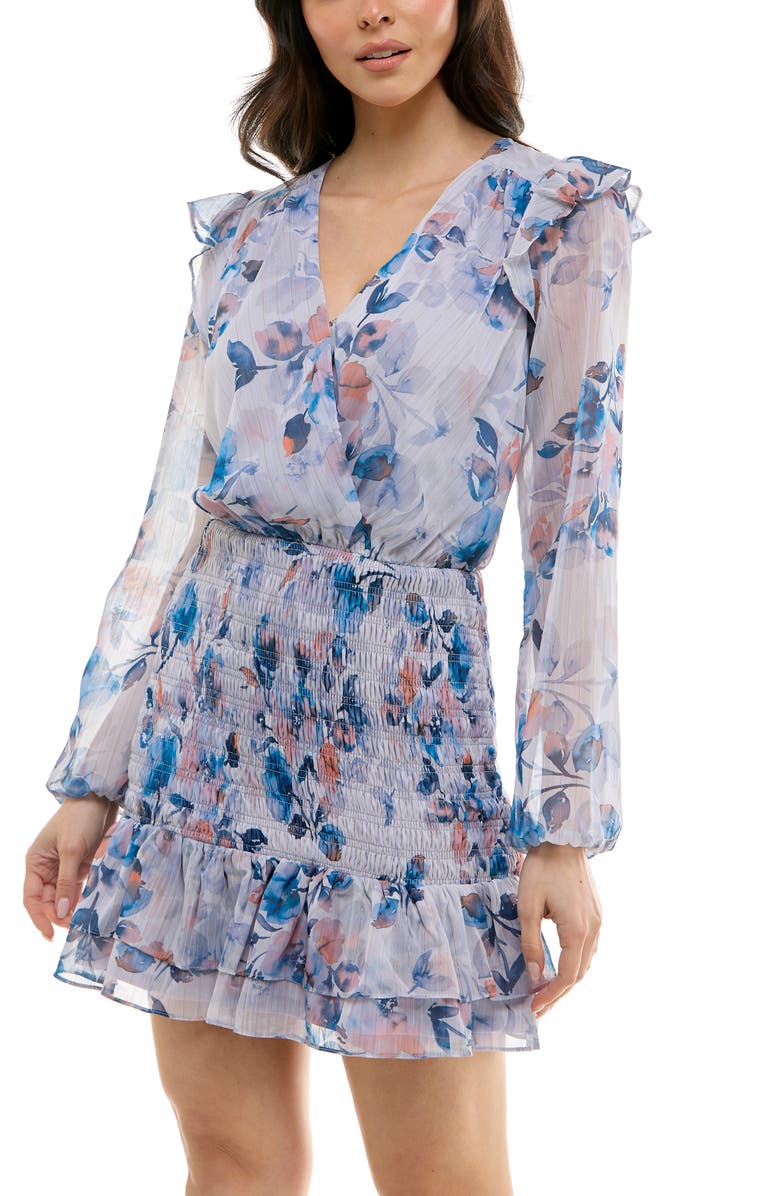 Socialite Long Sleeve Smocked Bodice Minidress, Alternate, color, 