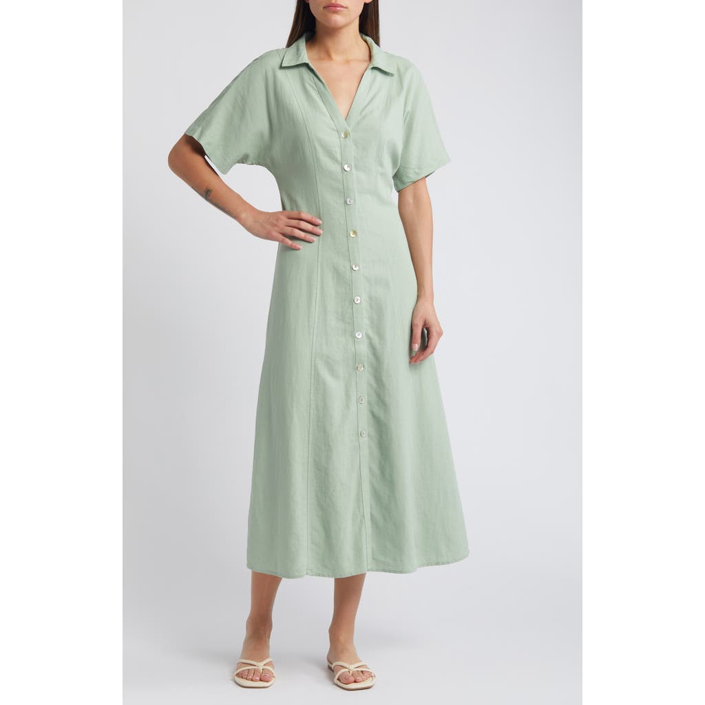 Madewell Midi Shirtdress In Pistachio