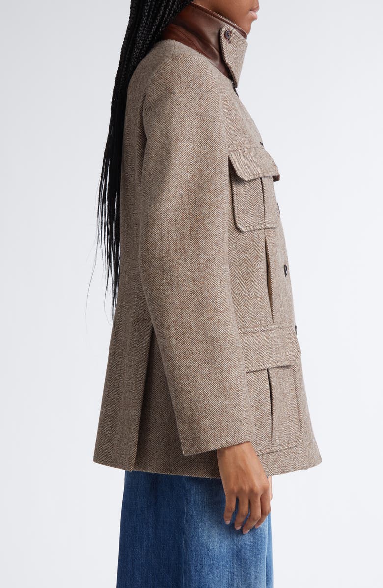 Chloé Herringbone Wool Twill Jacket, Alternate, color,
