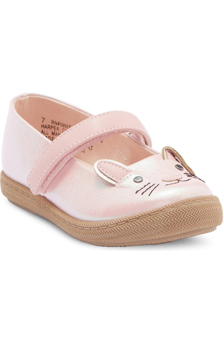 Harper Canyon Kids' Bunny Critter Mary Jane Flat, Main, color, Pink Metallic