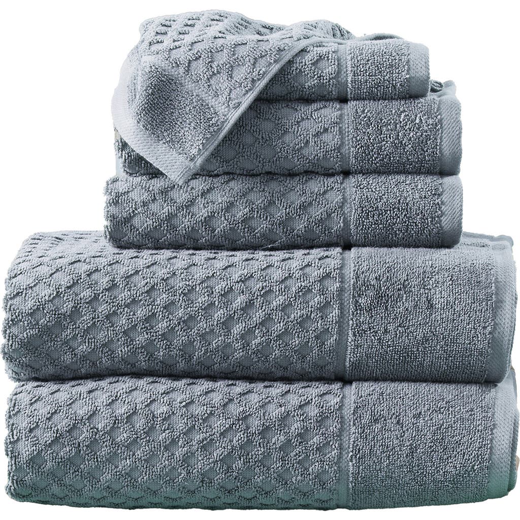 Woven & Weft Diamond Textured 6-piece Towel Set In Blue