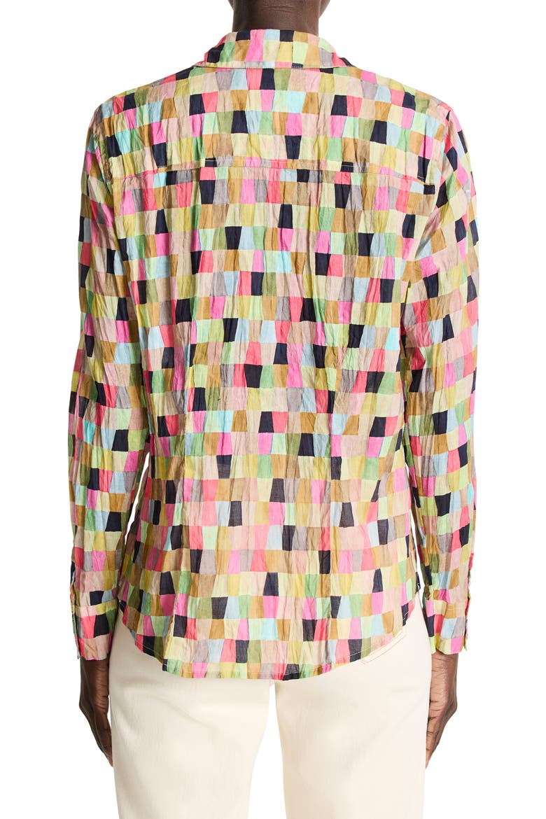Colorfield Crinkle Button-Up Shirt, Alternate, color, GREEN MULTI