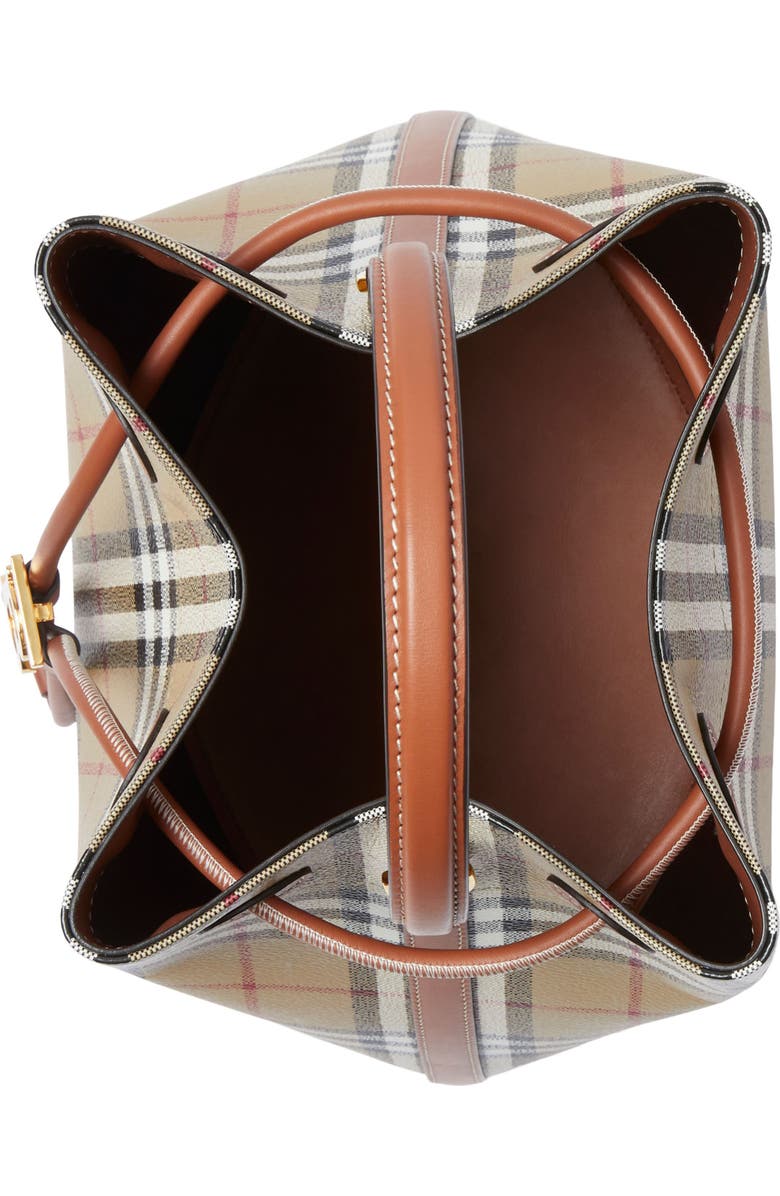 Burberry Small TB Check Coated Canvas Bucket Bag, Alternate, color,