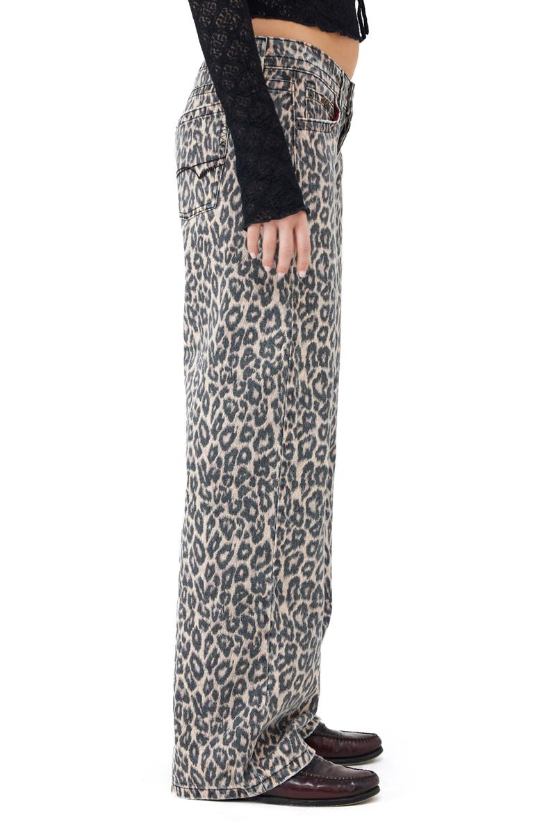 BDG Urban Outfitters Kayla Leopard Wide Leg Jeans, Alternate, color, 