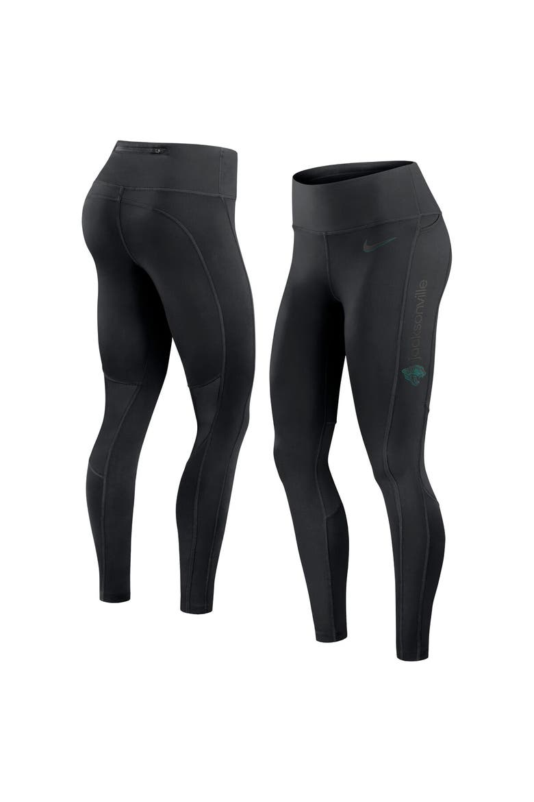 Women's Nike Black Jacksonville Jaguars Edge Wordmark Performance Leggings, Main, color, Black