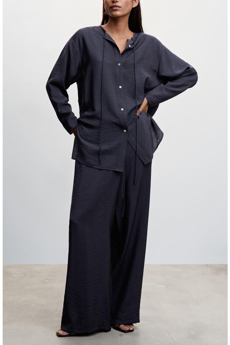 High Waist Satin Palazzo Pants, Alternate, color, NAVY