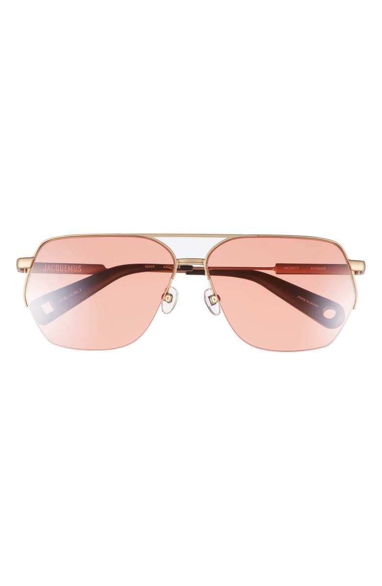 Jacquemus The Aviador Sunglasses, Main, color, Matt Putty/Black/Amber