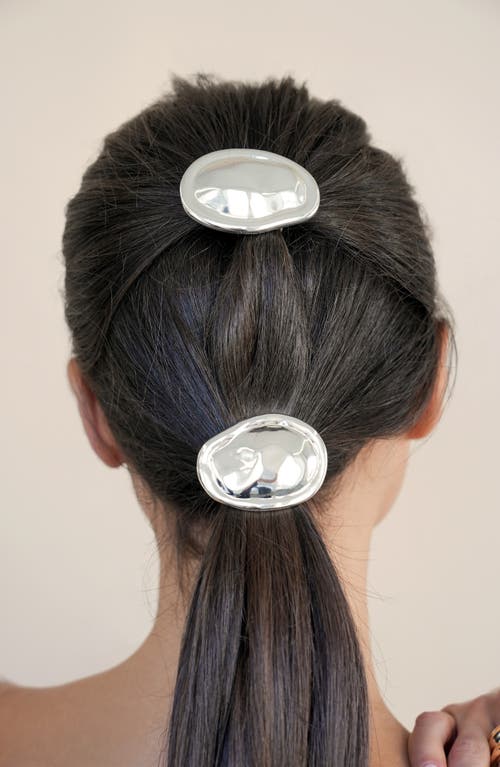Ettika Liquid Lux Oval Hair Tie In Silver Tone In Silver