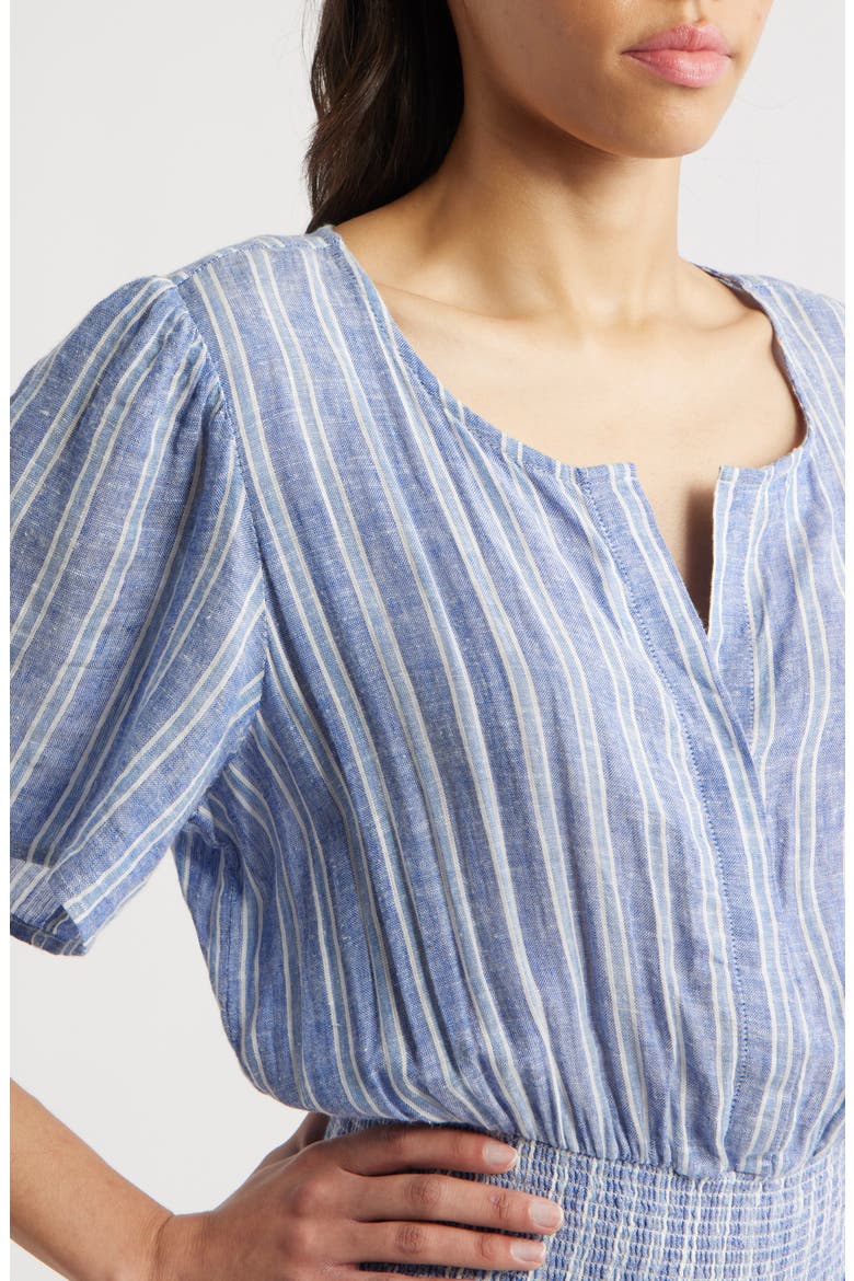 Cannes Stripe Linen Blend Dress, Alternate, color, LAKE VIEW STRIPE