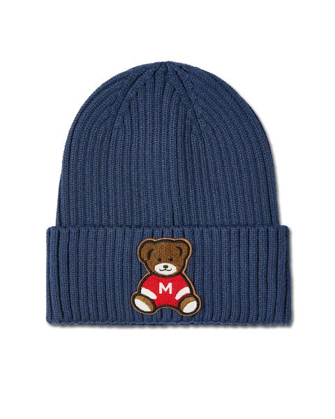 Teddy Bear Ribbed Embroidered Beanie (Big Kid)